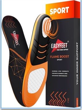 New Easy Feet Athletic Shoe Insoles Men/Women Shock Absorption for Sports,Medium